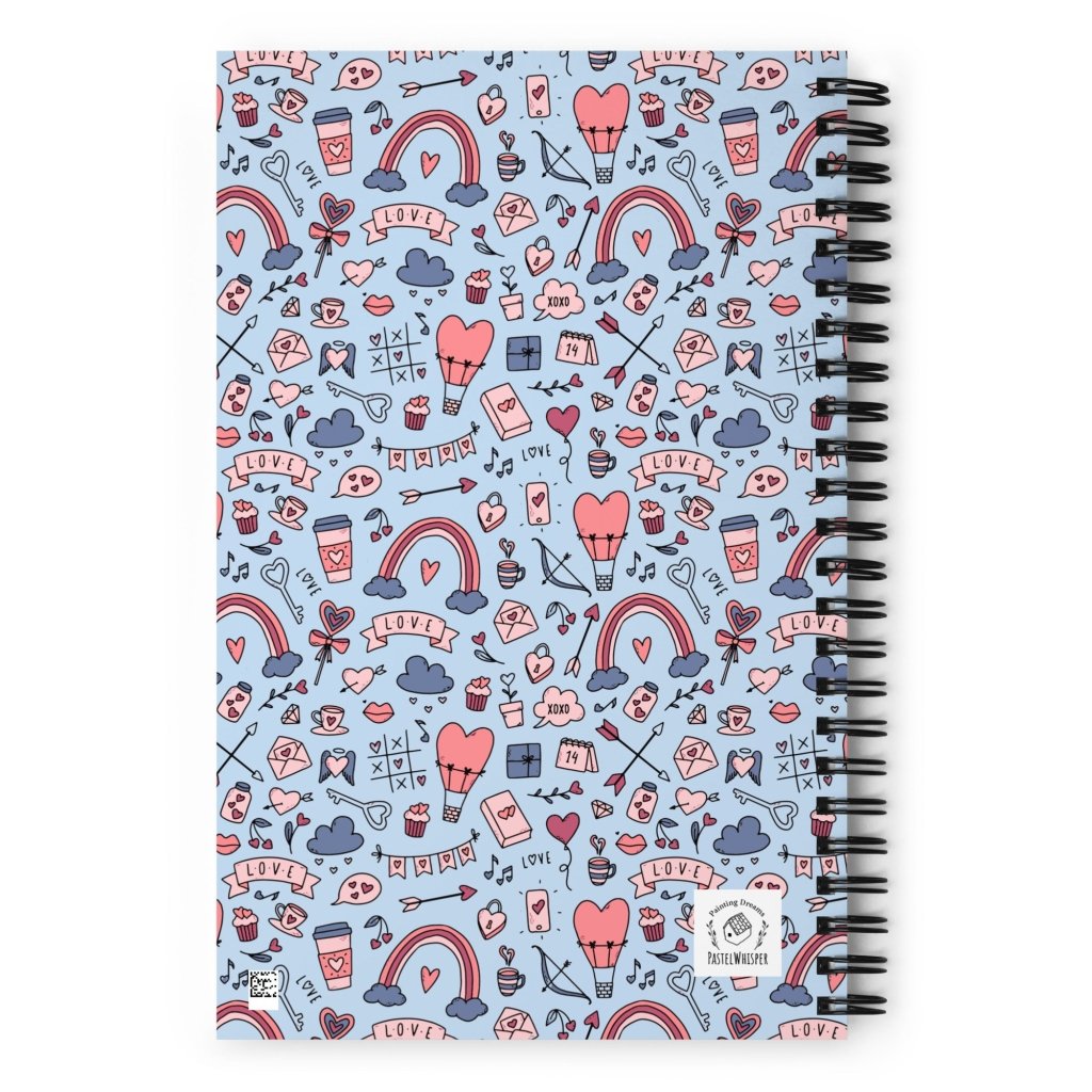Spiral notebook, 5.5"x8.5", Muted Bule illust, 140pages - PastelWhisper