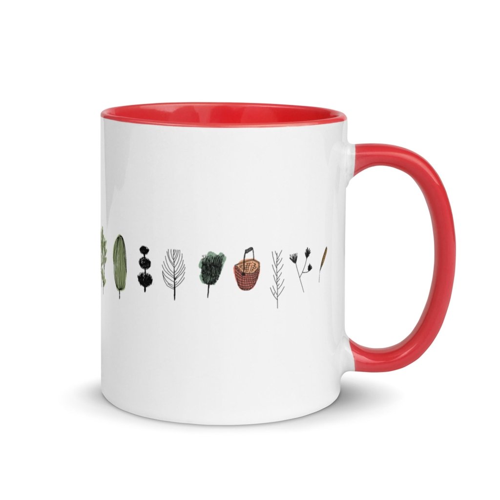 Tree White Ceramic Mug, Nature Lover Cup, Simple Plant Image, Microwave Safe Graphic Design Mug, Color Inside Minimalist Mug, 11oz & 15oz, 10 colors - PastelWhisper