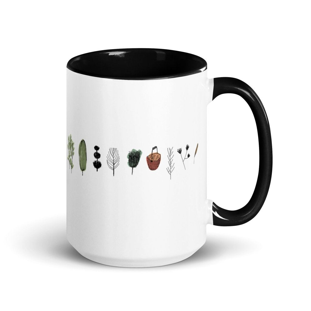 Tree White Ceramic Mug, Nature Lover Cup, Simple Plant Image, Microwave Safe Graphic Design Mug, Color Inside Minimalist Mug, 11oz & 15oz, 10 colors - PastelWhisper